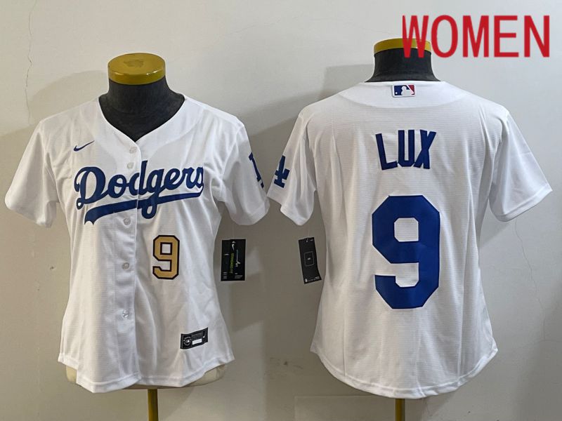 Women Los Angeles Dodgers 9 Lux White Game 2024 Nike MLB Jersey style 2
